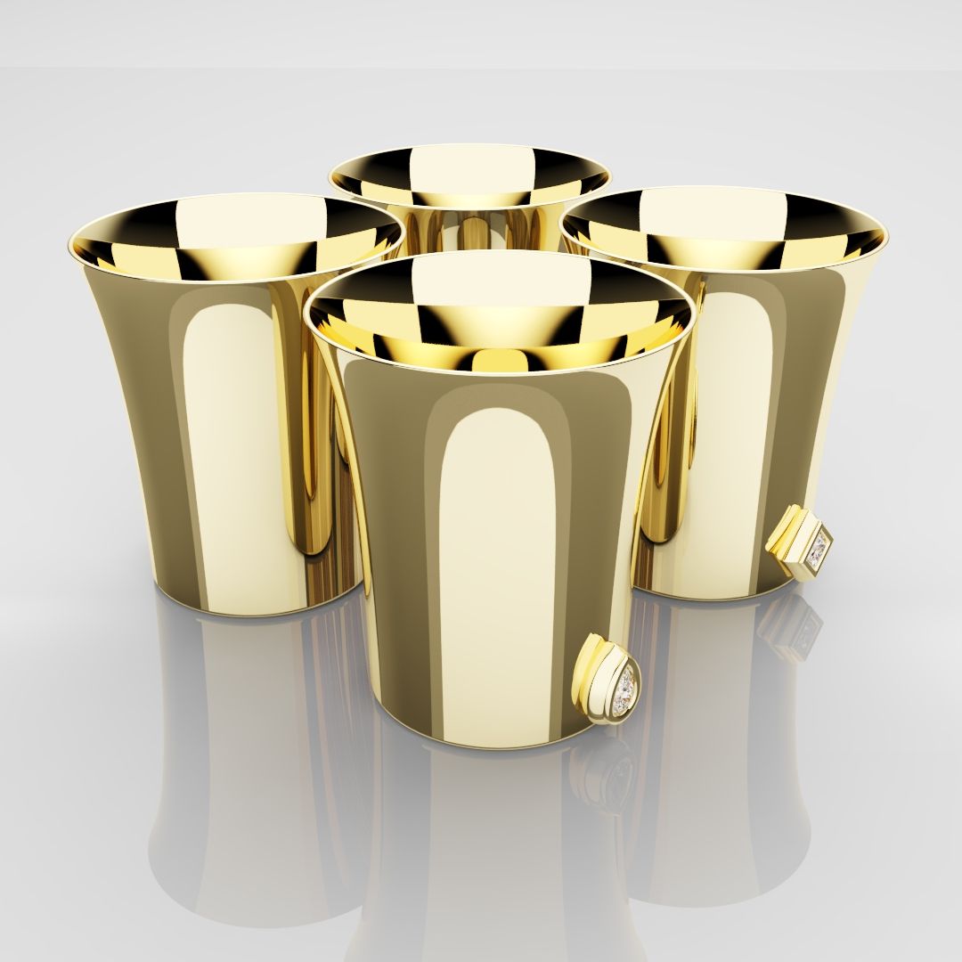 50mm 18ct Yellow Gold Shot Glasses