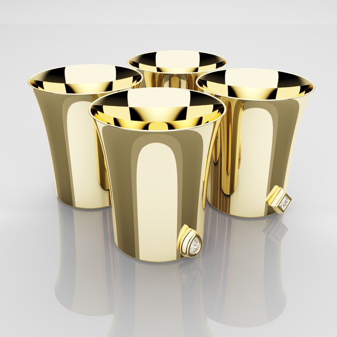 50mm 18ct Yellow Gold Shot Glasses