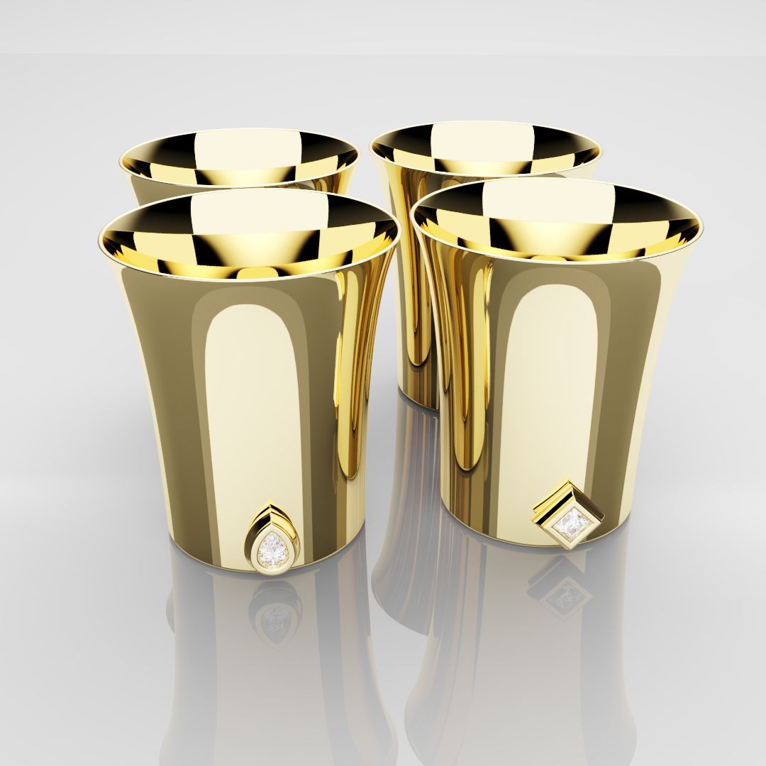 50mm 18ct Yellow Gold Shot Glasses