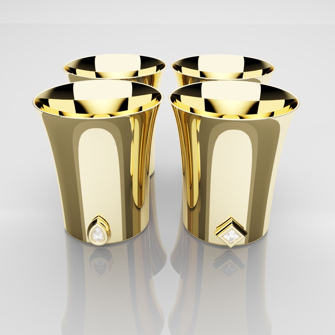 50mm 18ct Yellow Gold Shot Glasses