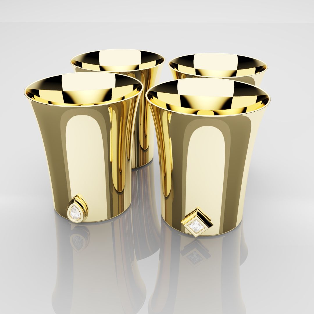 50mm 18ct Yellow Gold Shot Glasses