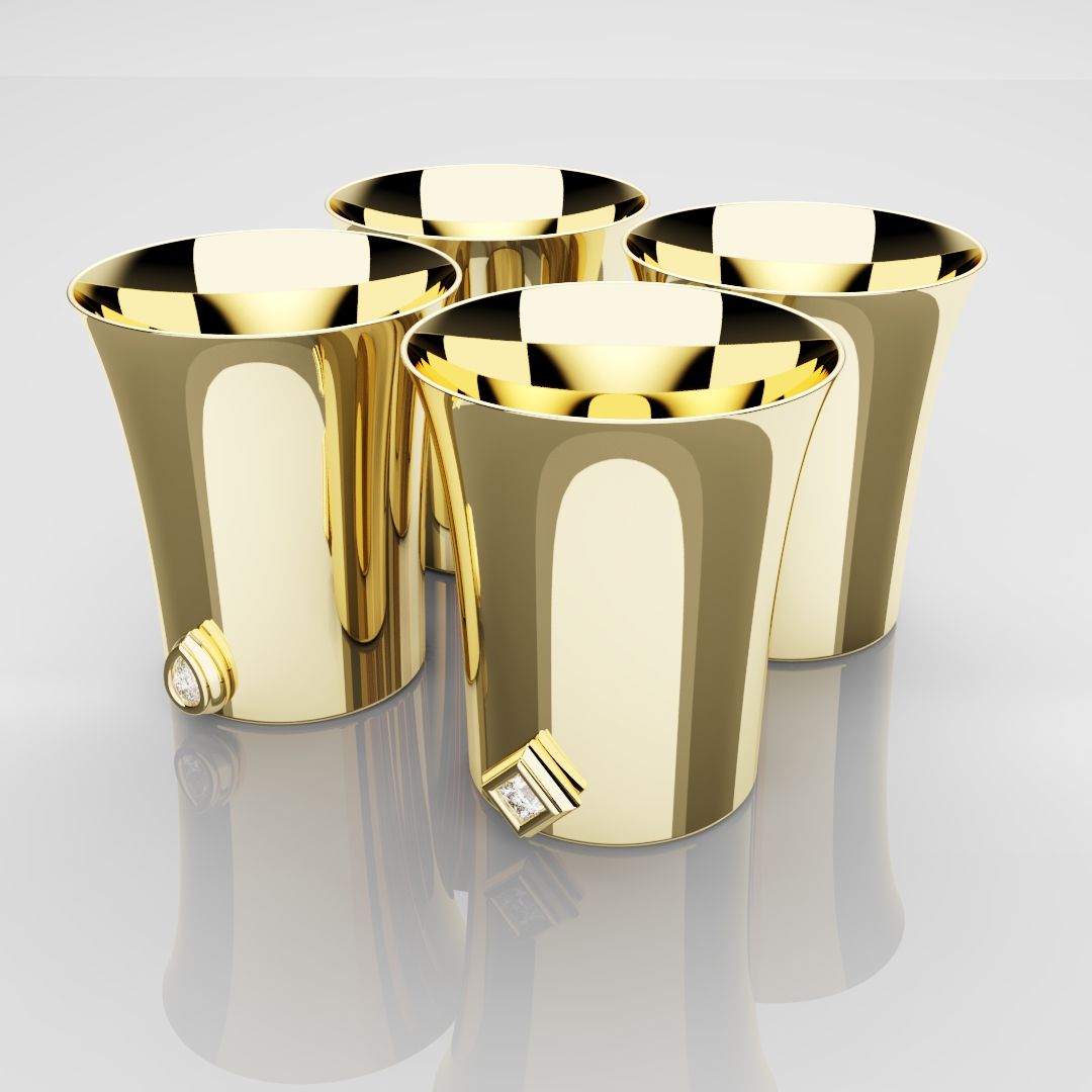 50mm 18ct Yellow Gold Shot Glasses