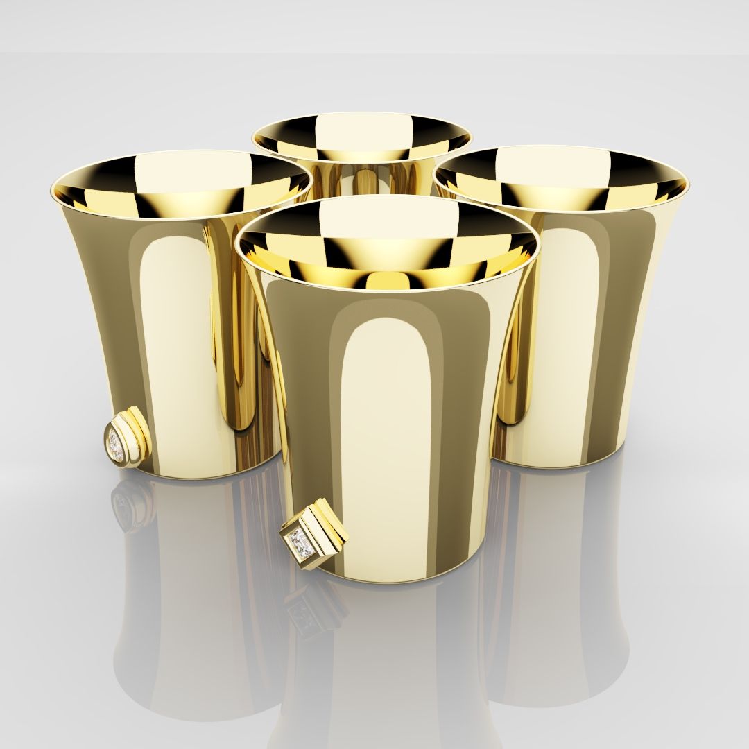 50mm 18ct Yellow Gold Shot Glasses