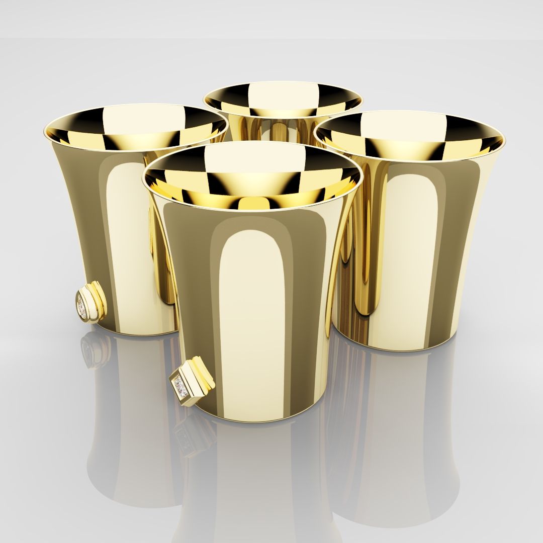 50mm 18ct Yellow Gold Shot Glasses