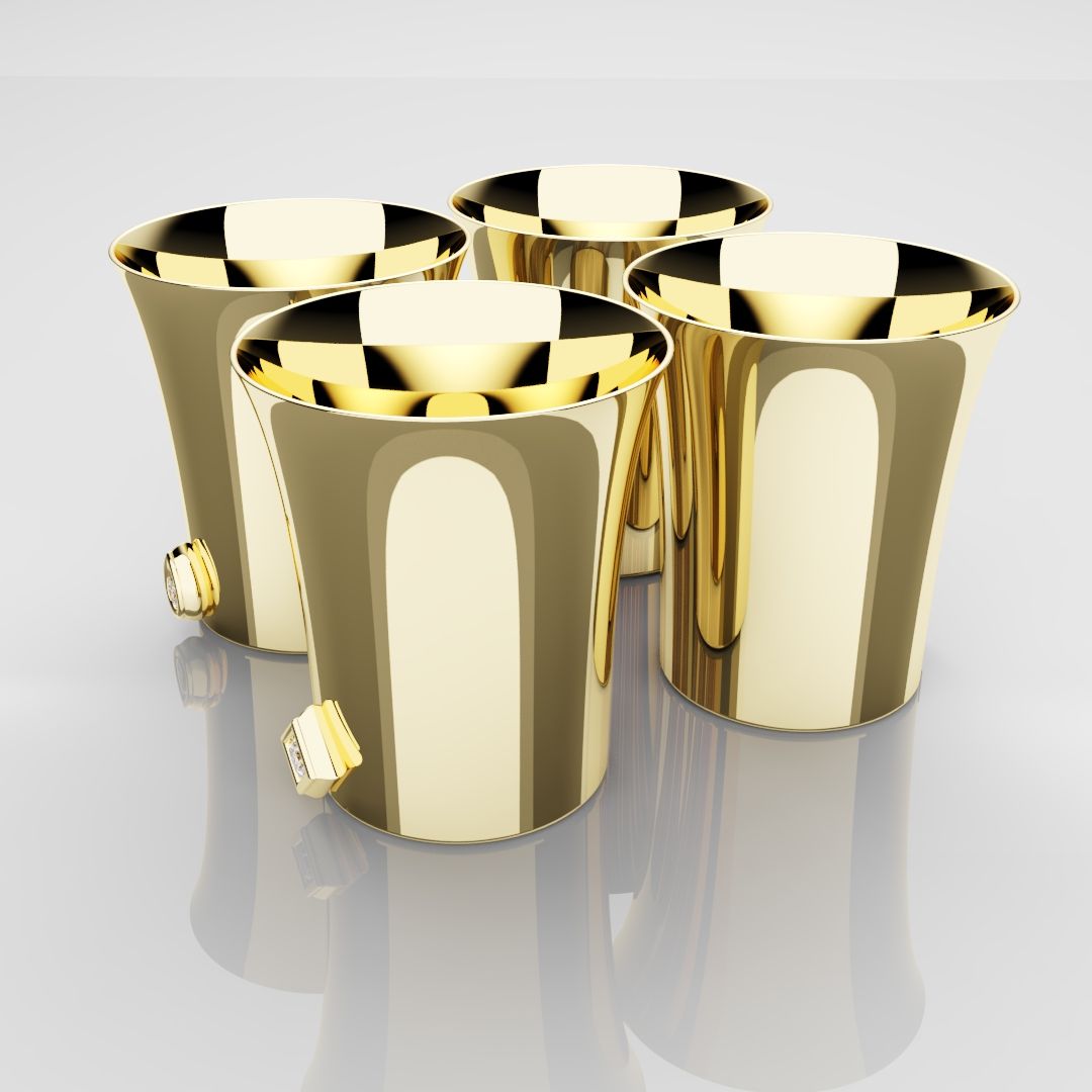 50mm 18ct Yellow Gold Shot Glasses