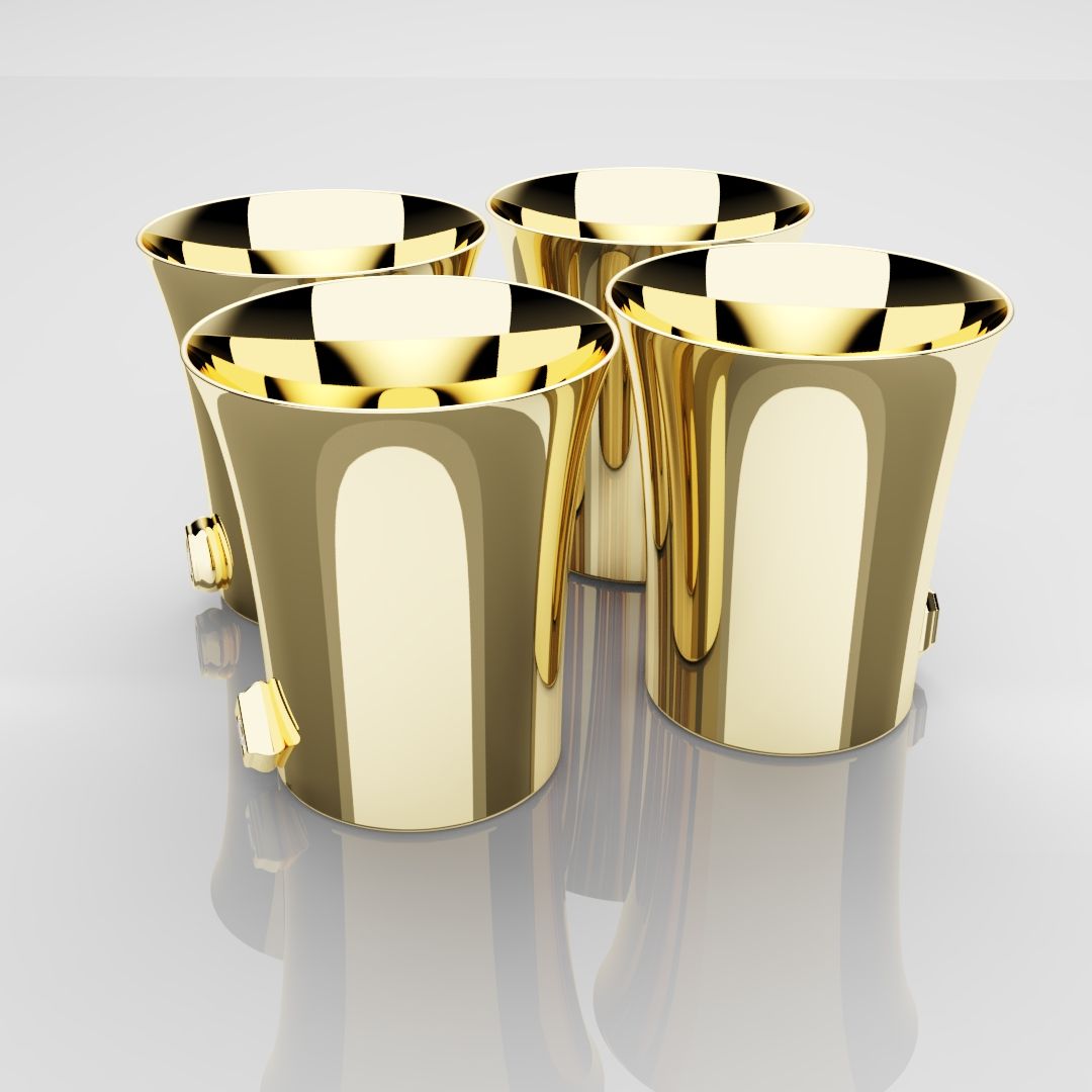50mm 18ct Yellow Gold Shot Glasses