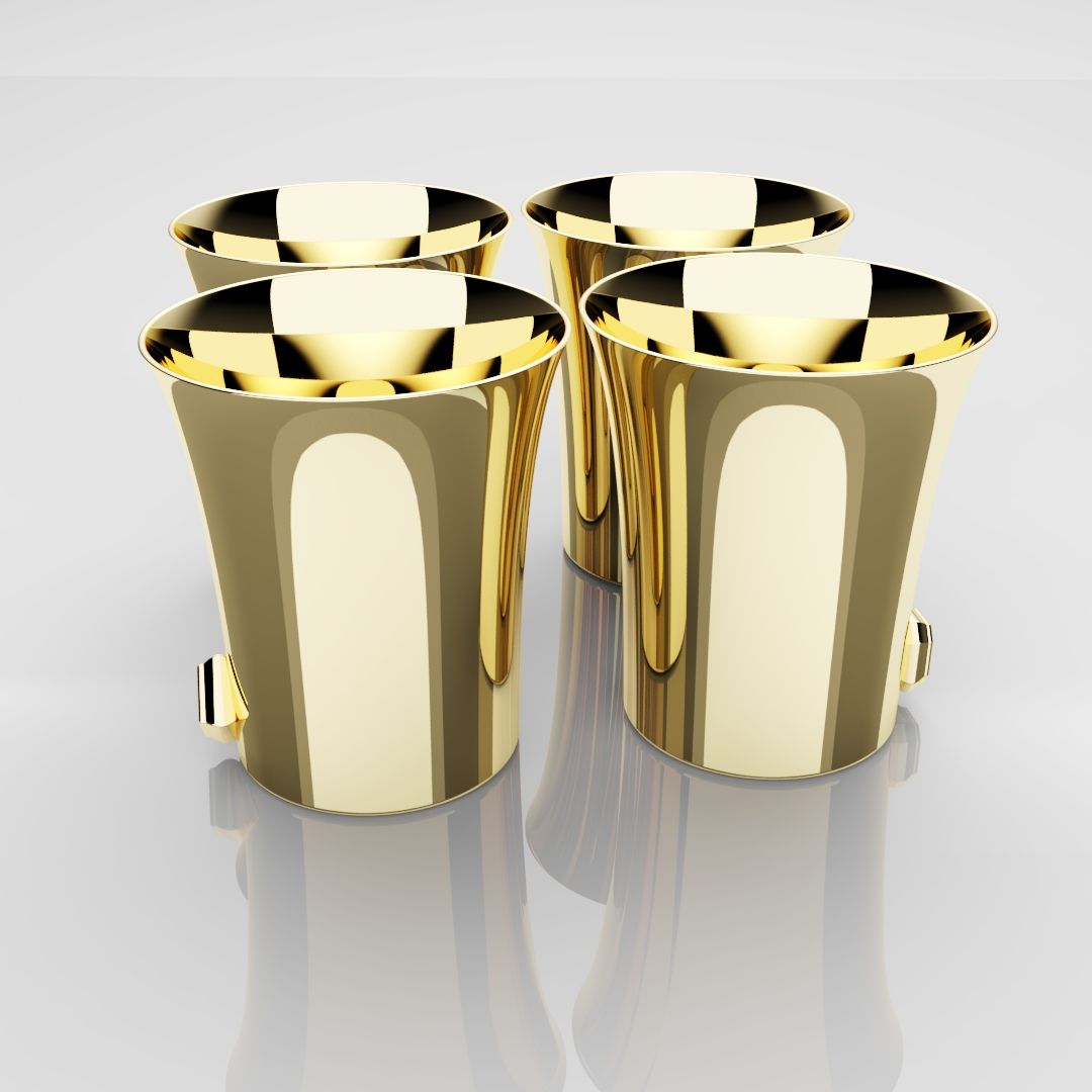 50mm 18ct Yellow Gold Shot Glasses