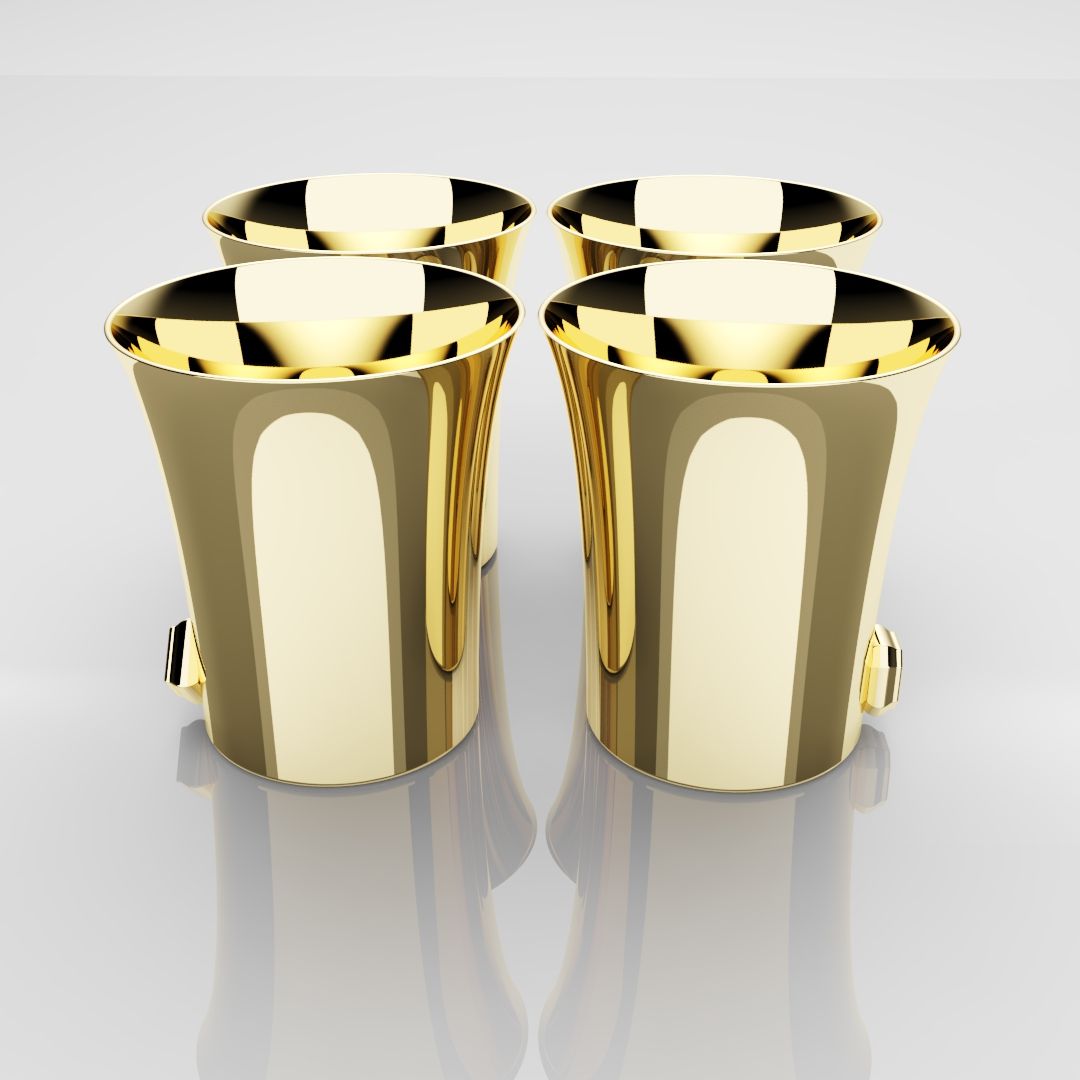 50mm 18ct Yellow Gold Shot Glasses