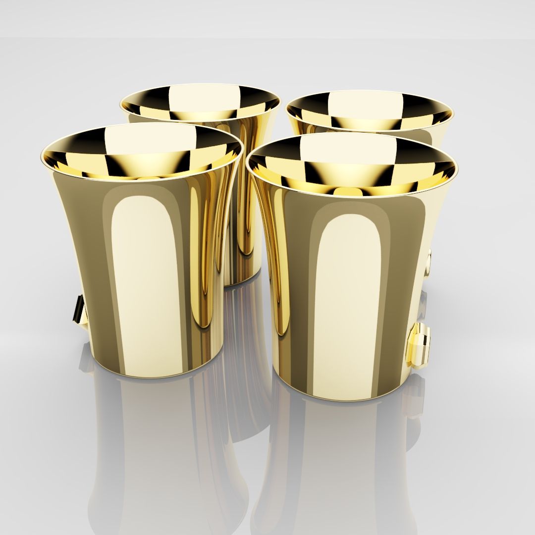 50mm 18ct Yellow Gold Shot Glasses