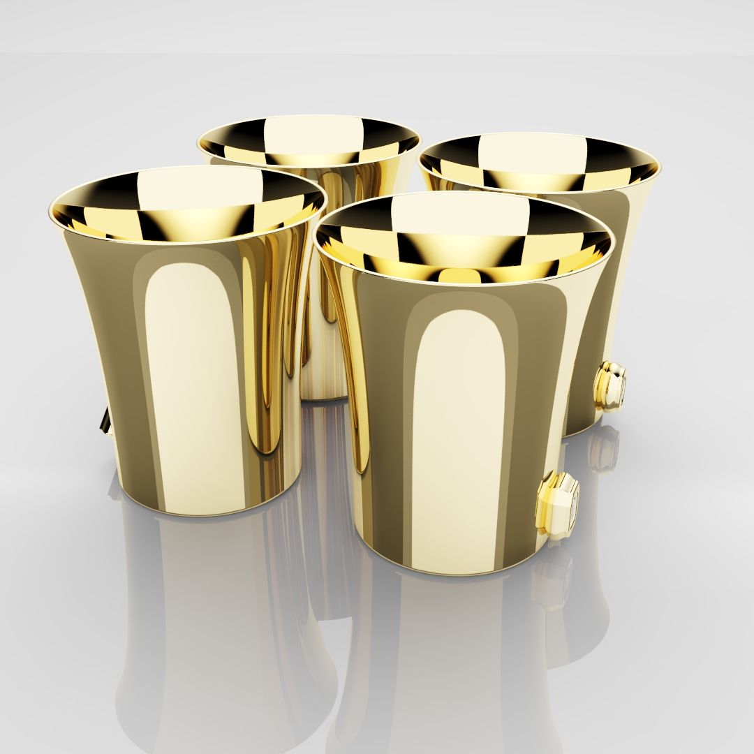 50mm 18ct Yellow Gold Shot Glasses