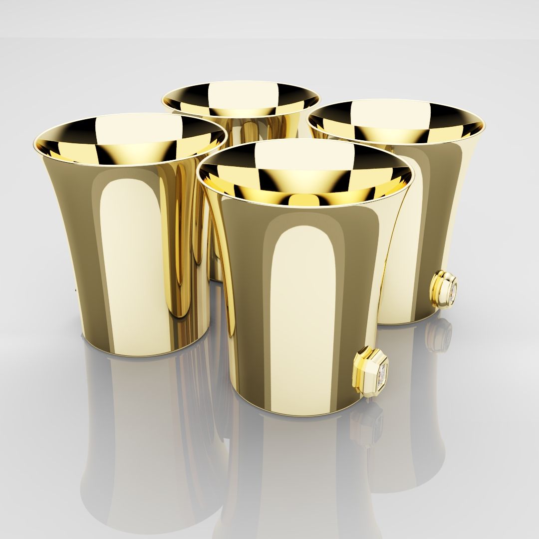 50mm 18ct Yellow Gold Shot Glasses