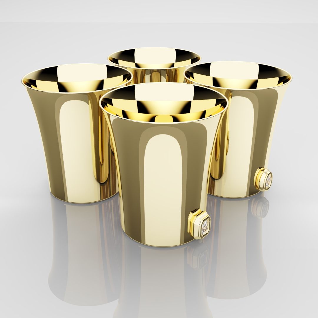 50mm 18ct Yellow Gold Shot Glasses