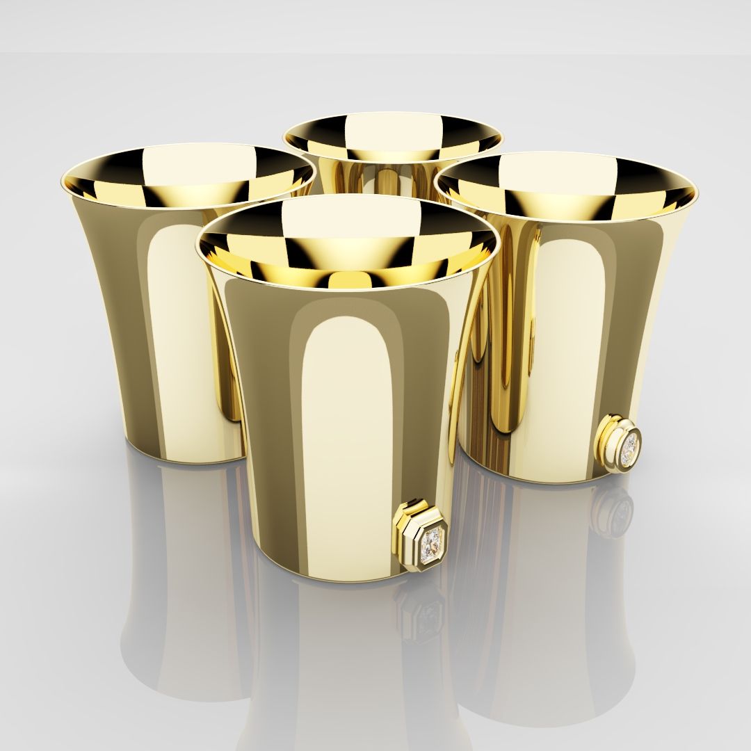 50mm 18ct Yellow Gold Shot Glasses