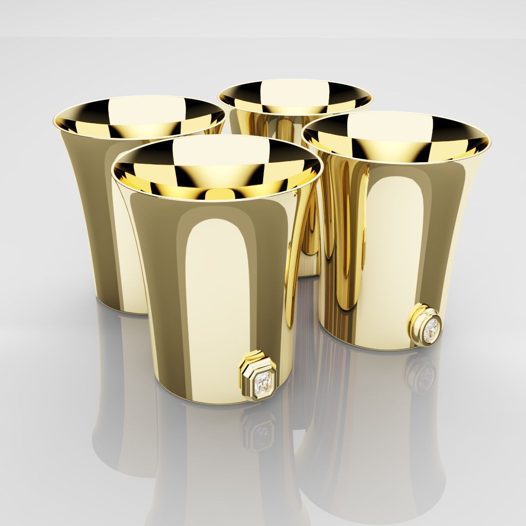 50mm 18ct Yellow Gold Shot Glasses