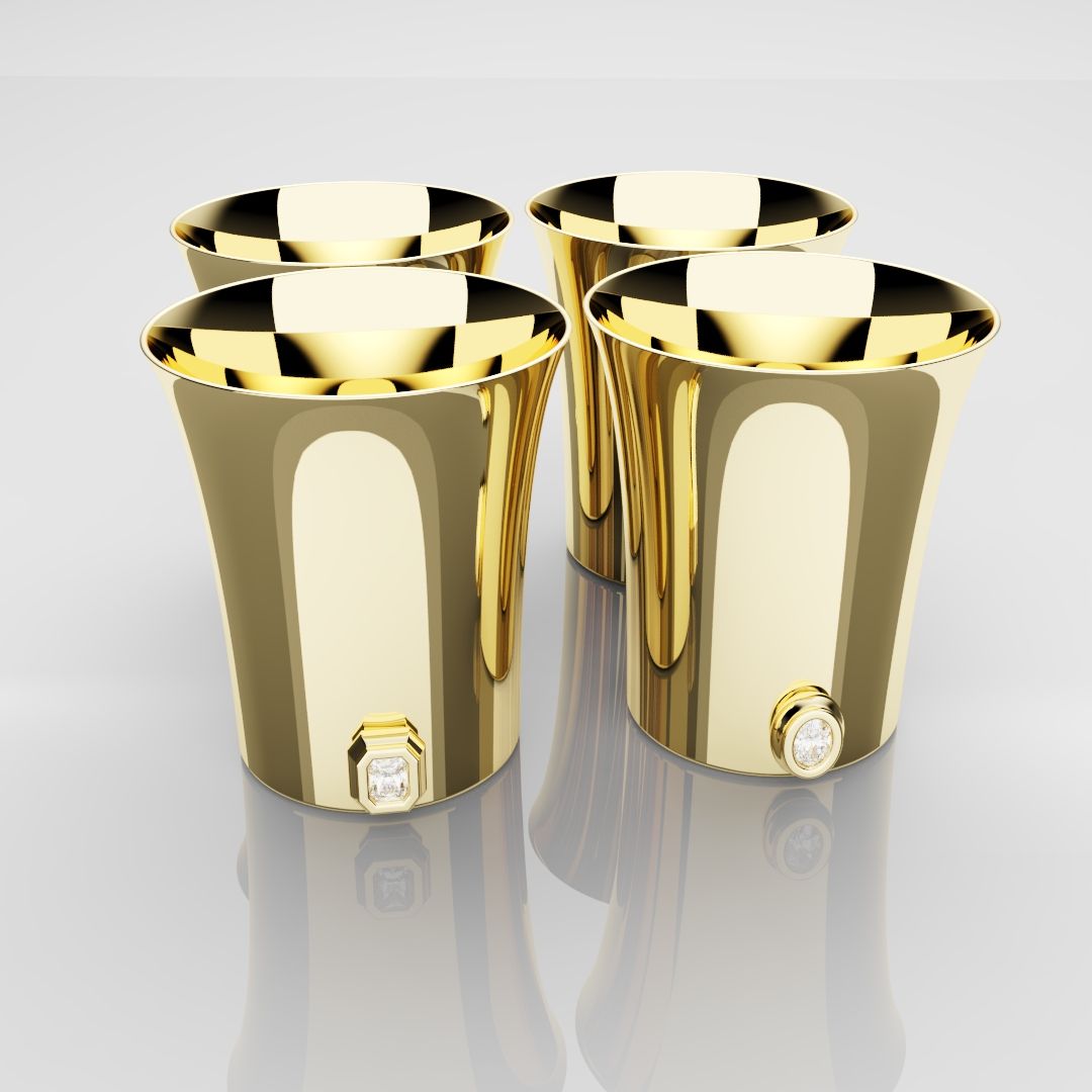 50mm 18ct Yellow Gold Shot Glasses