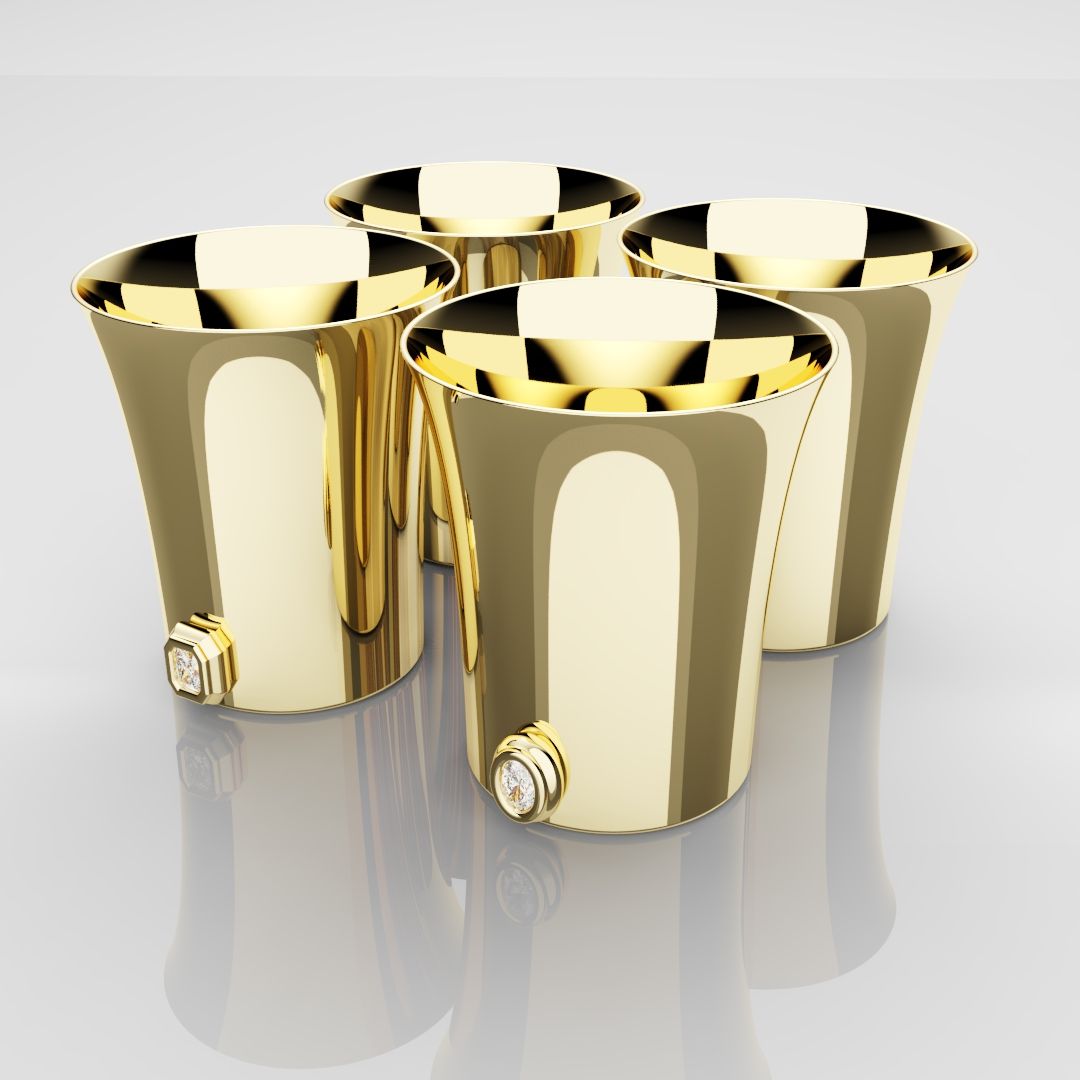 50mm 18ct Yellow Gold Shot Glasses