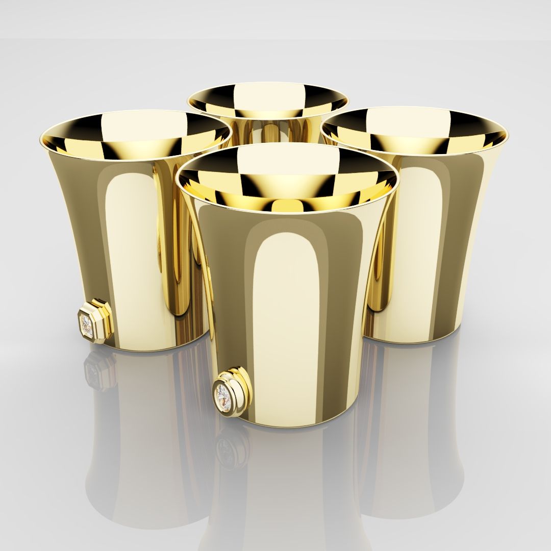 50mm 18ct Yellow Gold Shot Glasses