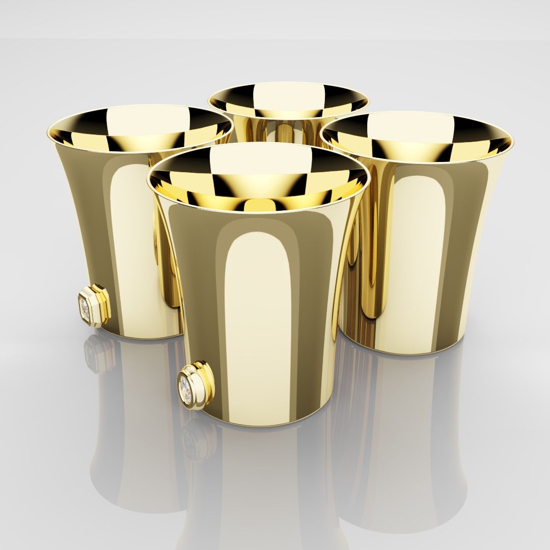 50mm 18ct Yellow Gold Shot Glasses