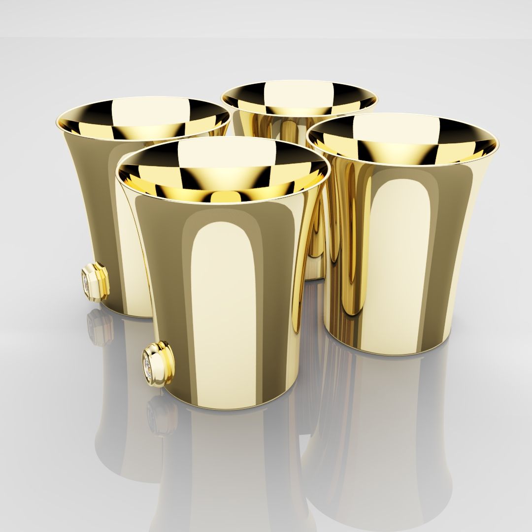 50mm 18ct Yellow Gold Shot Glasses