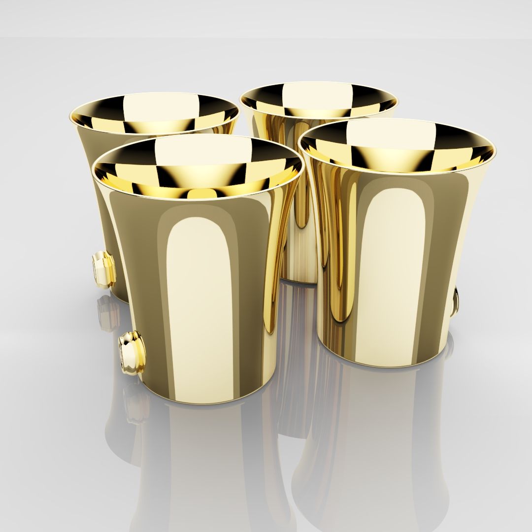50mm 18ct Yellow Gold Shot Glasses