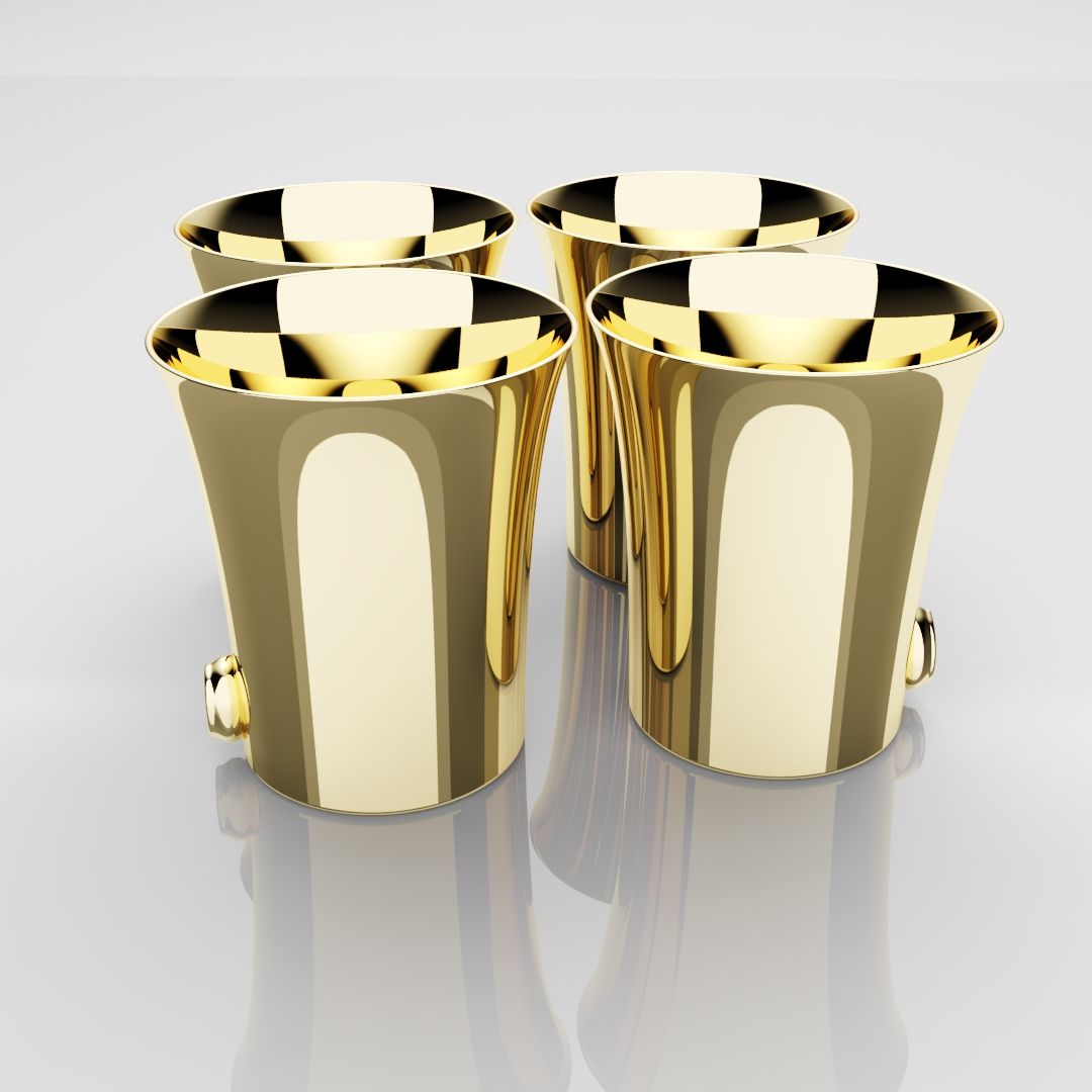 50mm 18ct Yellow Gold Shot Glasses