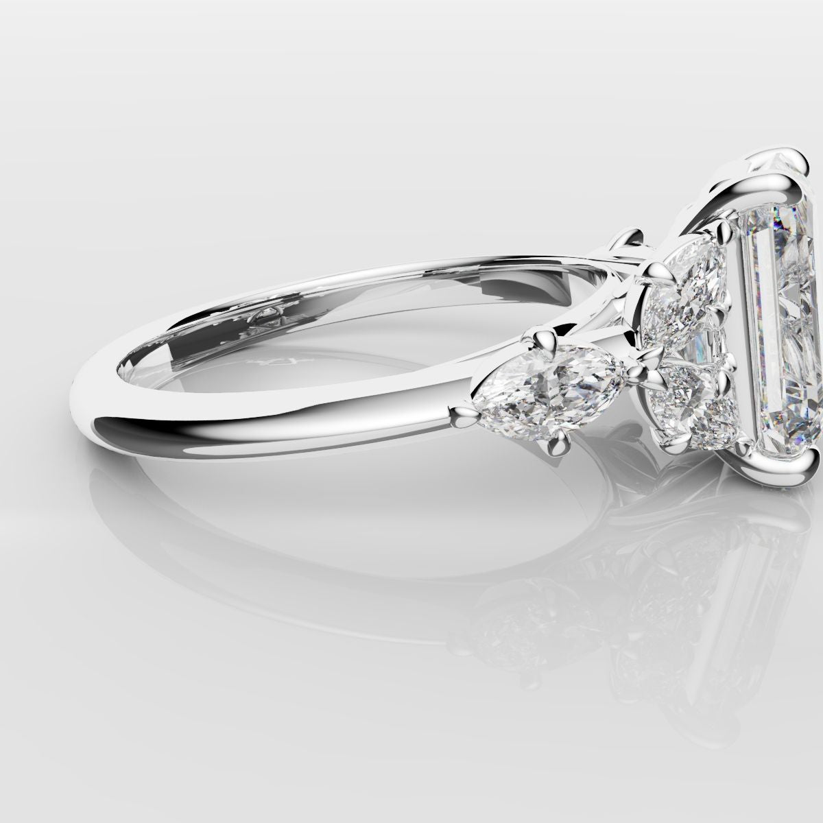 2 Carat Emerald Cut Diamond Ring With Marquise Details