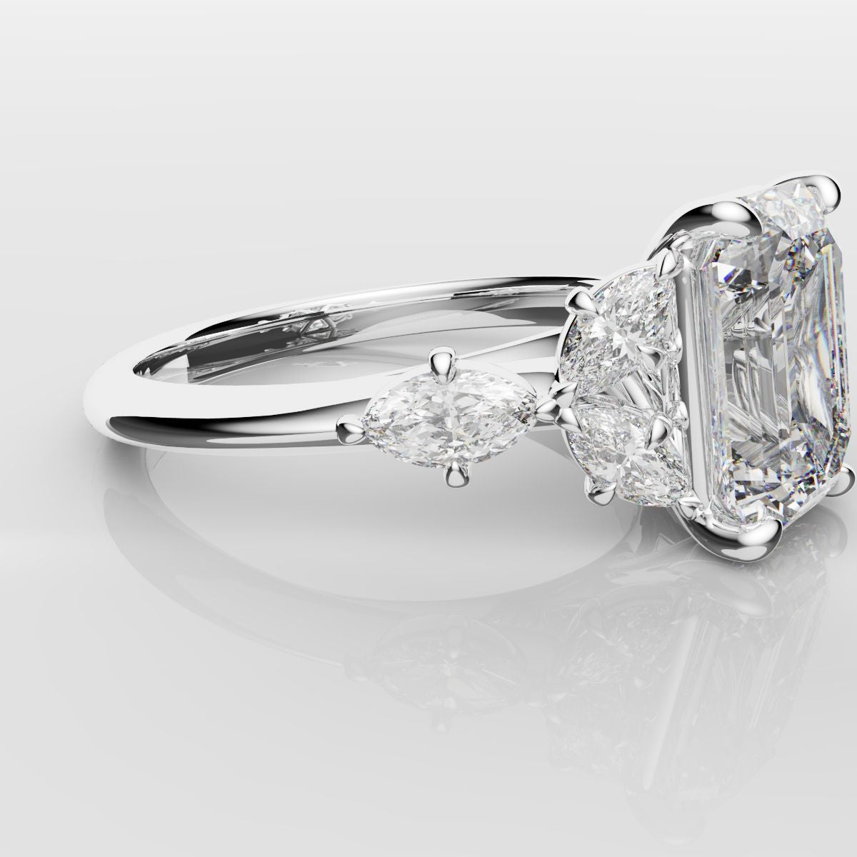 2 Carat Emerald Cut Diamond Ring With Marquise Details