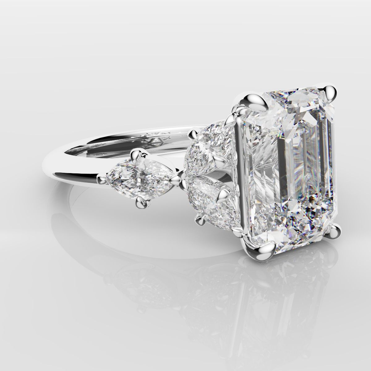 2 Carat Emerald Cut Diamond Ring With Marquise Details