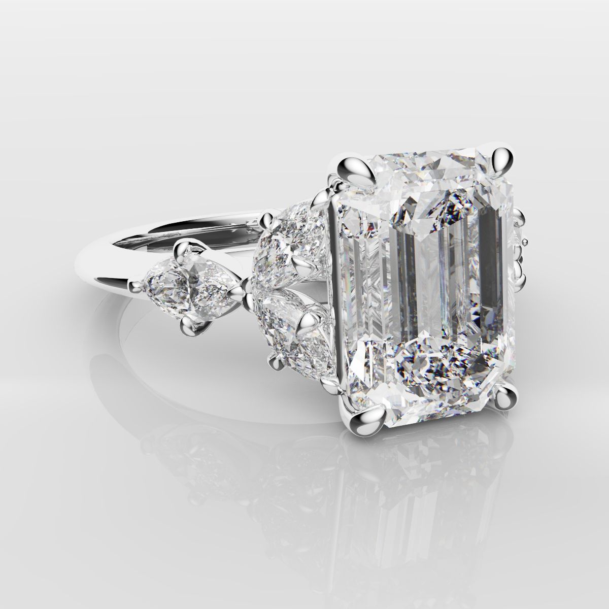 2 Carat Emerald Cut Diamond Ring With Marquise Details
