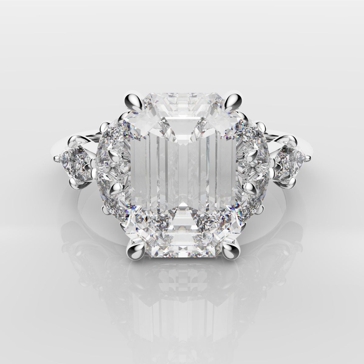 2 Carat Emerald Cut Diamond Ring With Marquise Details