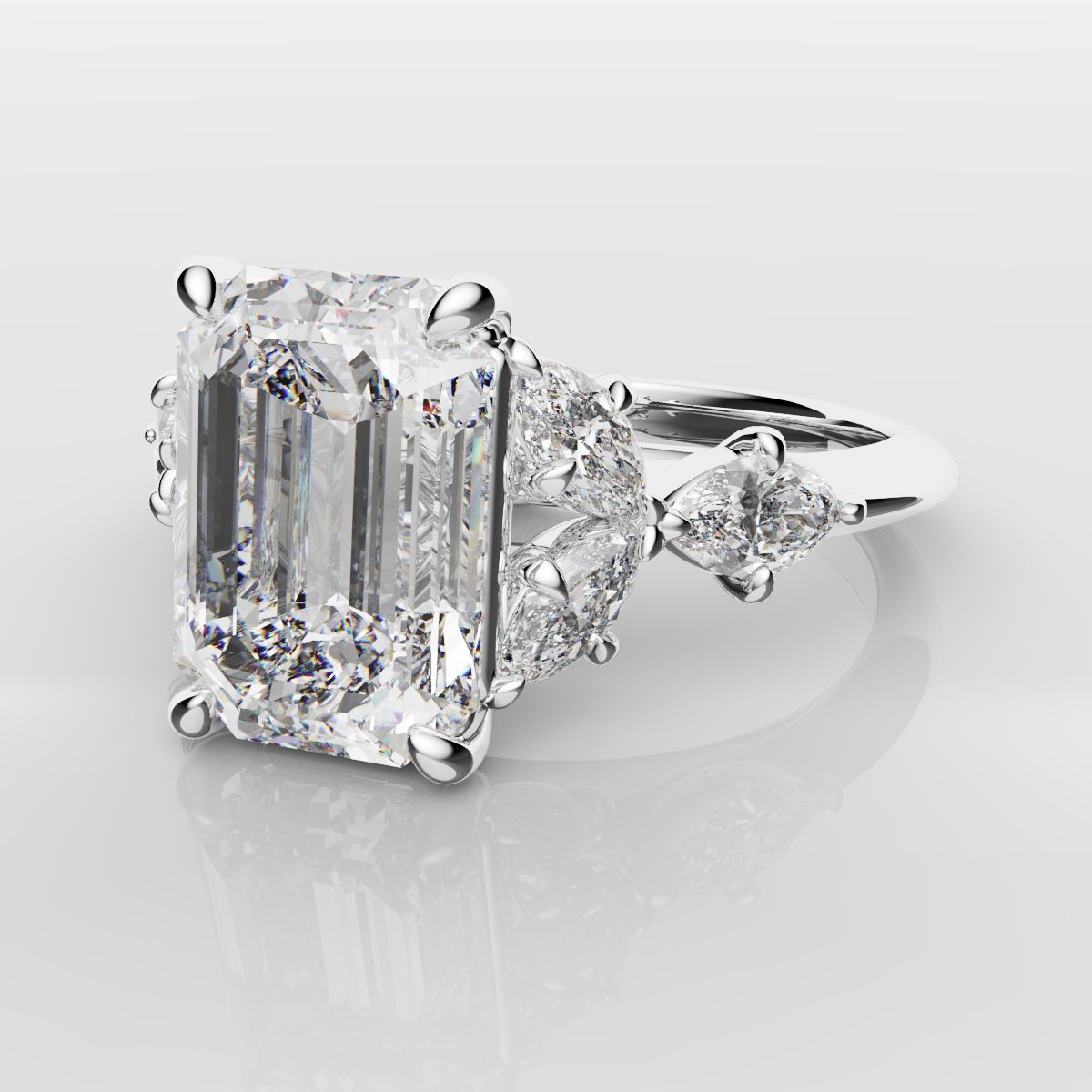 2 Carat Emerald Cut Diamond Ring With Marquise Details