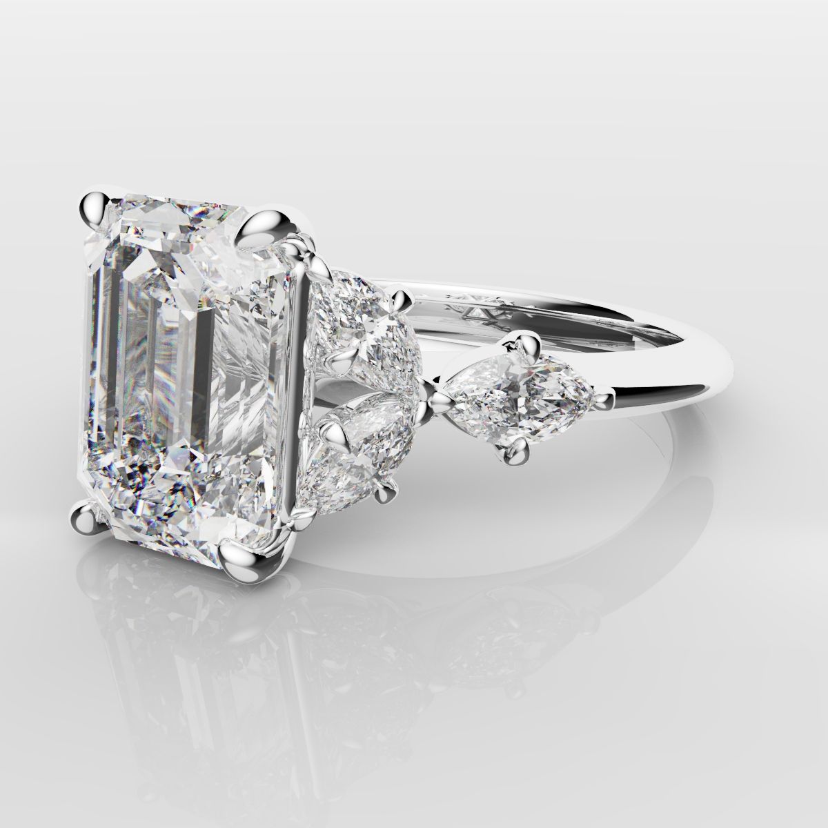 2 Carat Emerald Cut Diamond Ring With Marquise Details