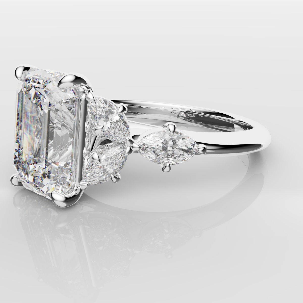 2 Carat Emerald Cut Diamond Ring With Marquise Details