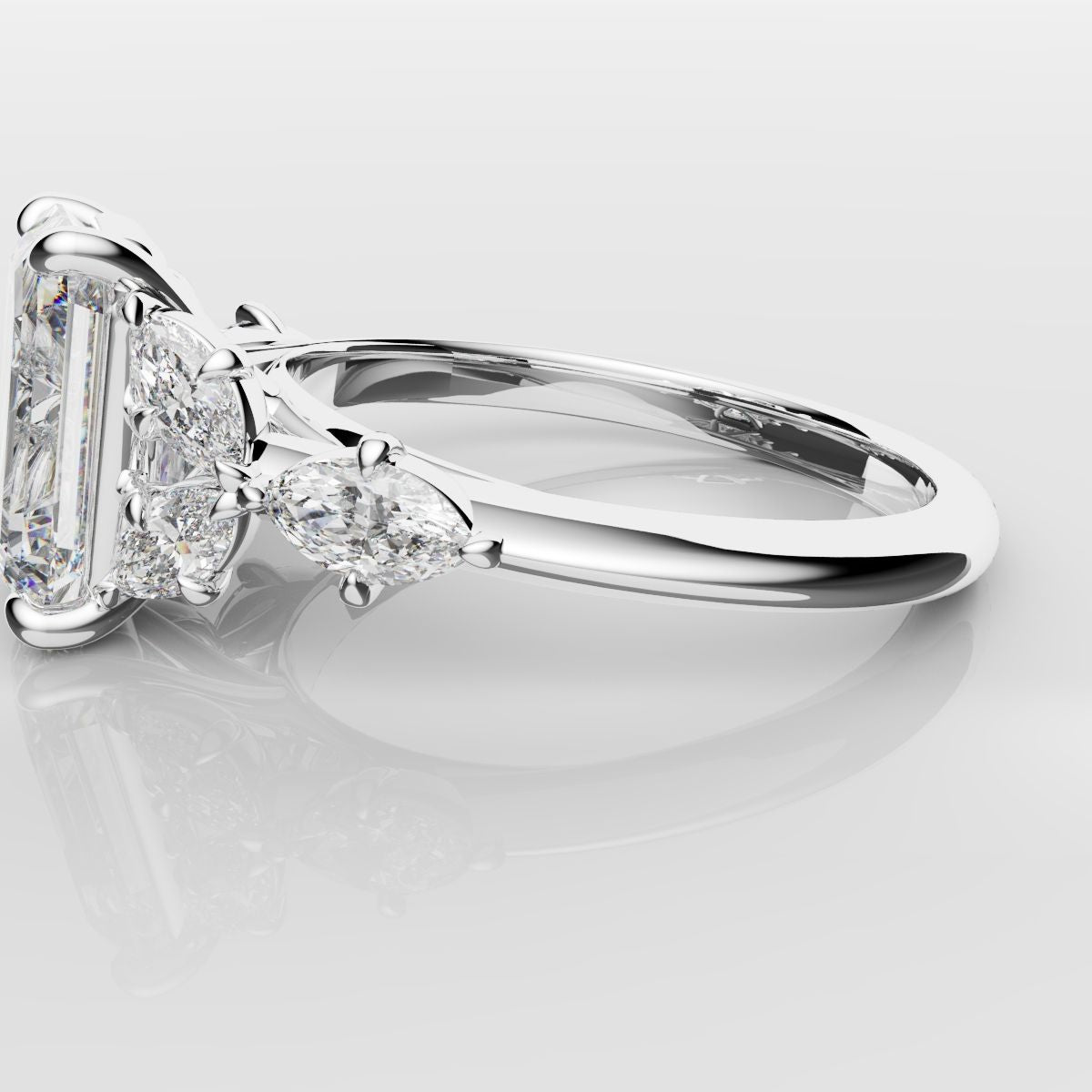 2 Carat Emerald Cut Diamond Ring With Marquise Details