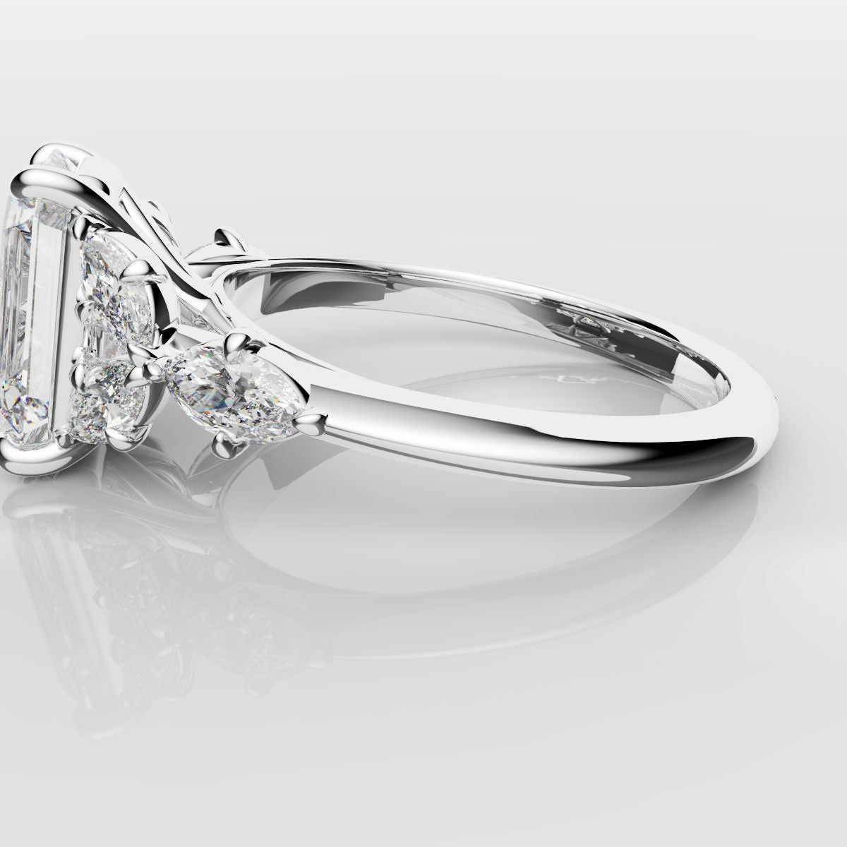 2 Carat Emerald Cut Diamond Ring With Marquise Details