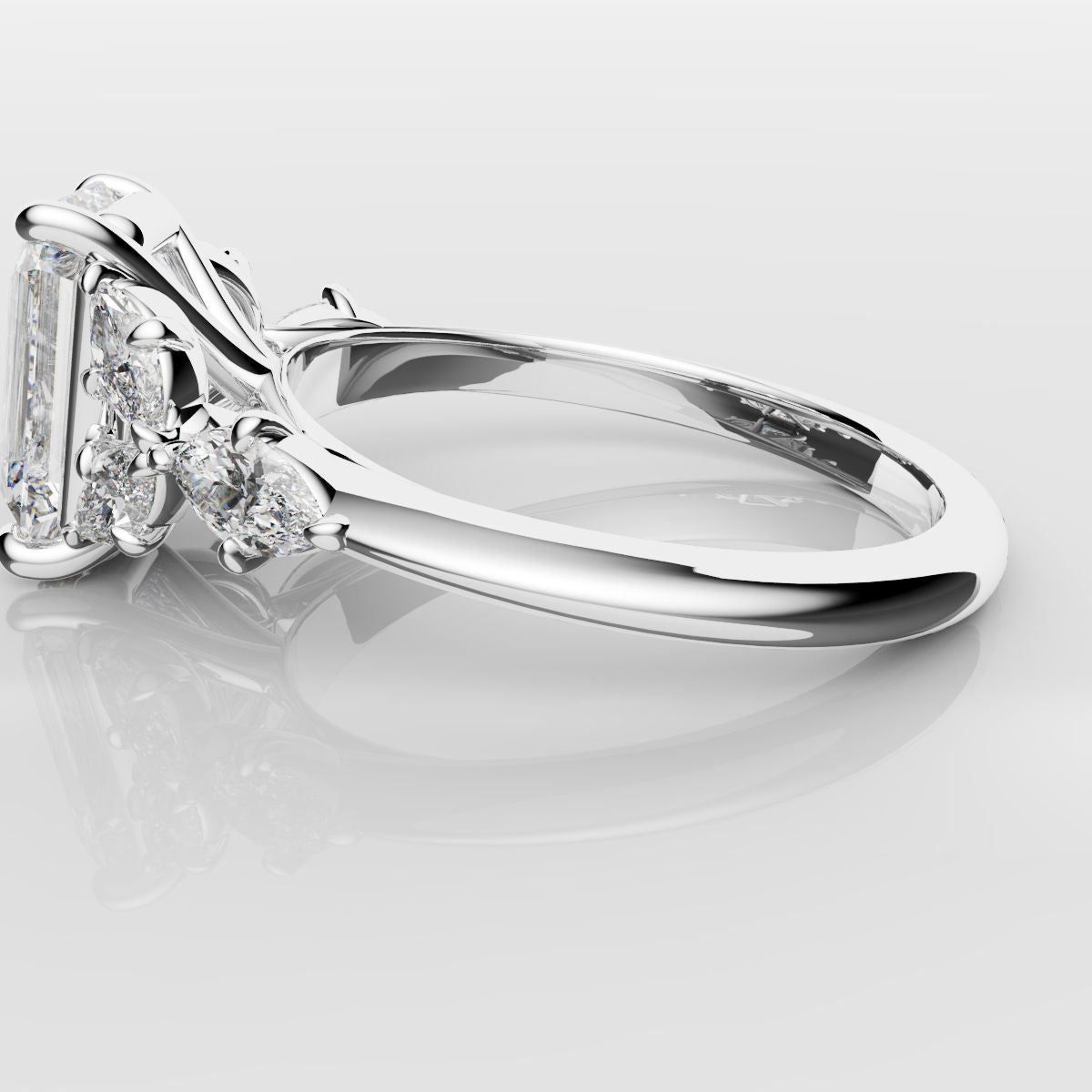 2 Carat Emerald Cut Diamond Ring With Marquise Details