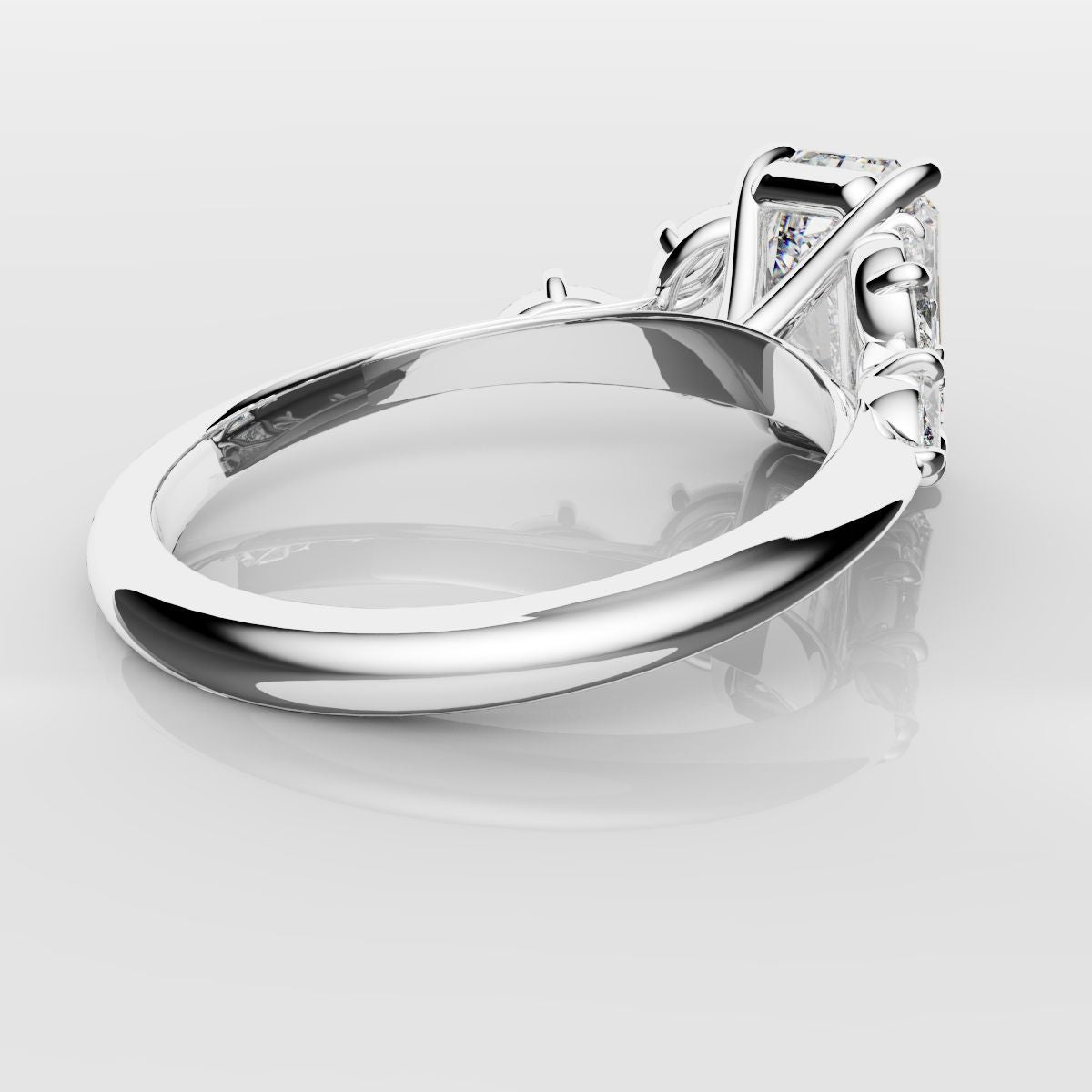2 Carat Emerald Cut Diamond Ring With Marquise Details