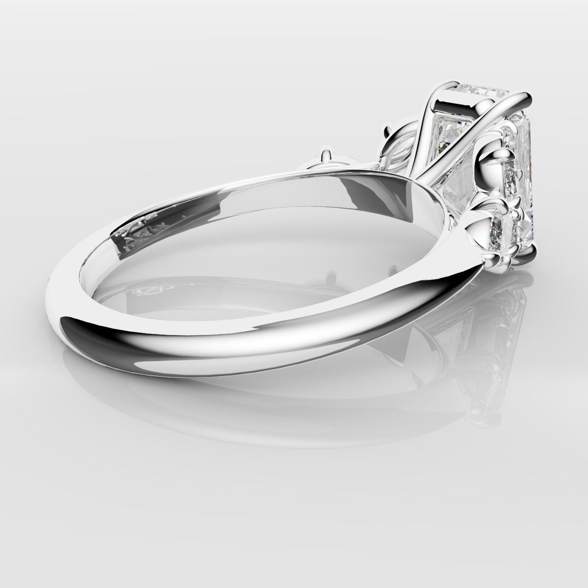 2 Carat Emerald Cut Diamond Ring With Marquise Details