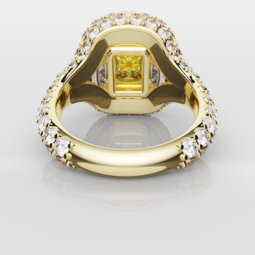 Fancy Intense Yellow Radiant Cut Diamond Ring