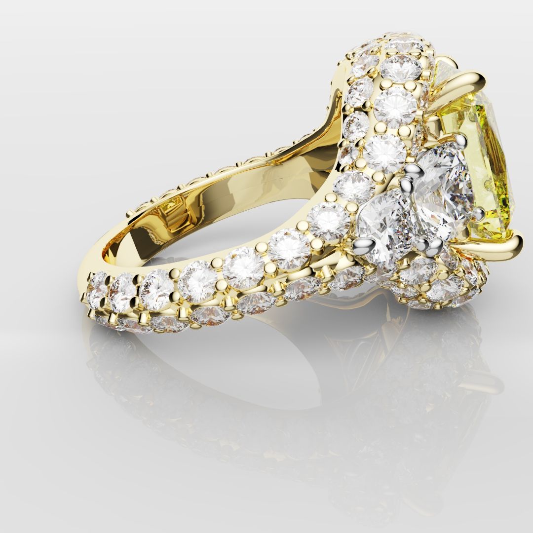 Fancy Intense Yellow Radiant Cut Diamond Ring