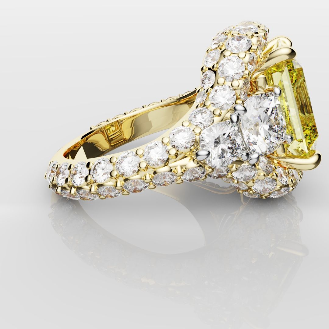 Fancy Intense Yellow Radiant Cut Diamond Ring