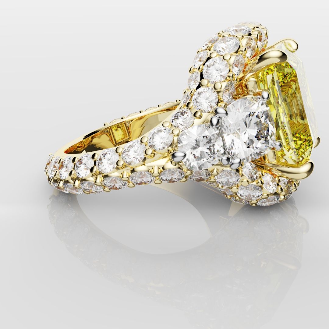 Fancy Intense Yellow Radiant Cut Diamond Ring