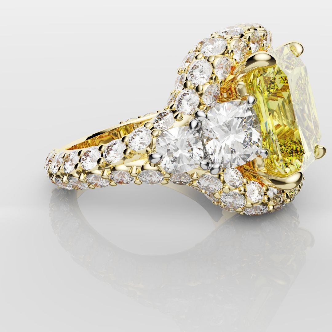 Fancy Intense Yellow Radiant Cut Diamond Ring