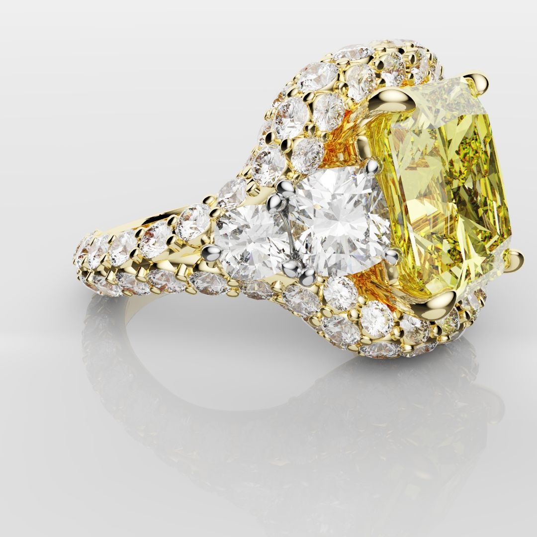 Fancy Intense Yellow Radiant Cut Diamond Ring