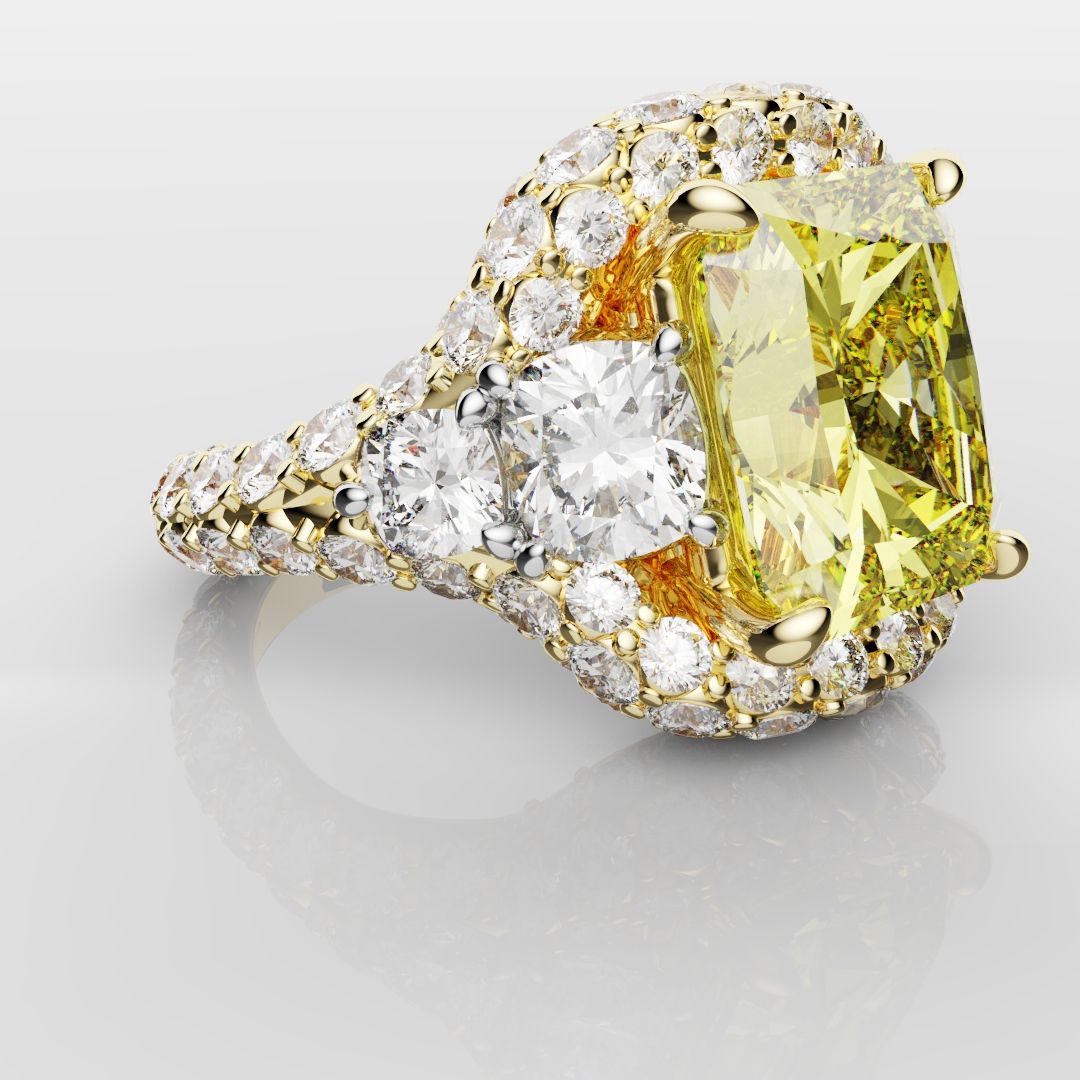 Fancy Intense Yellow Radiant Cut Diamond Ring