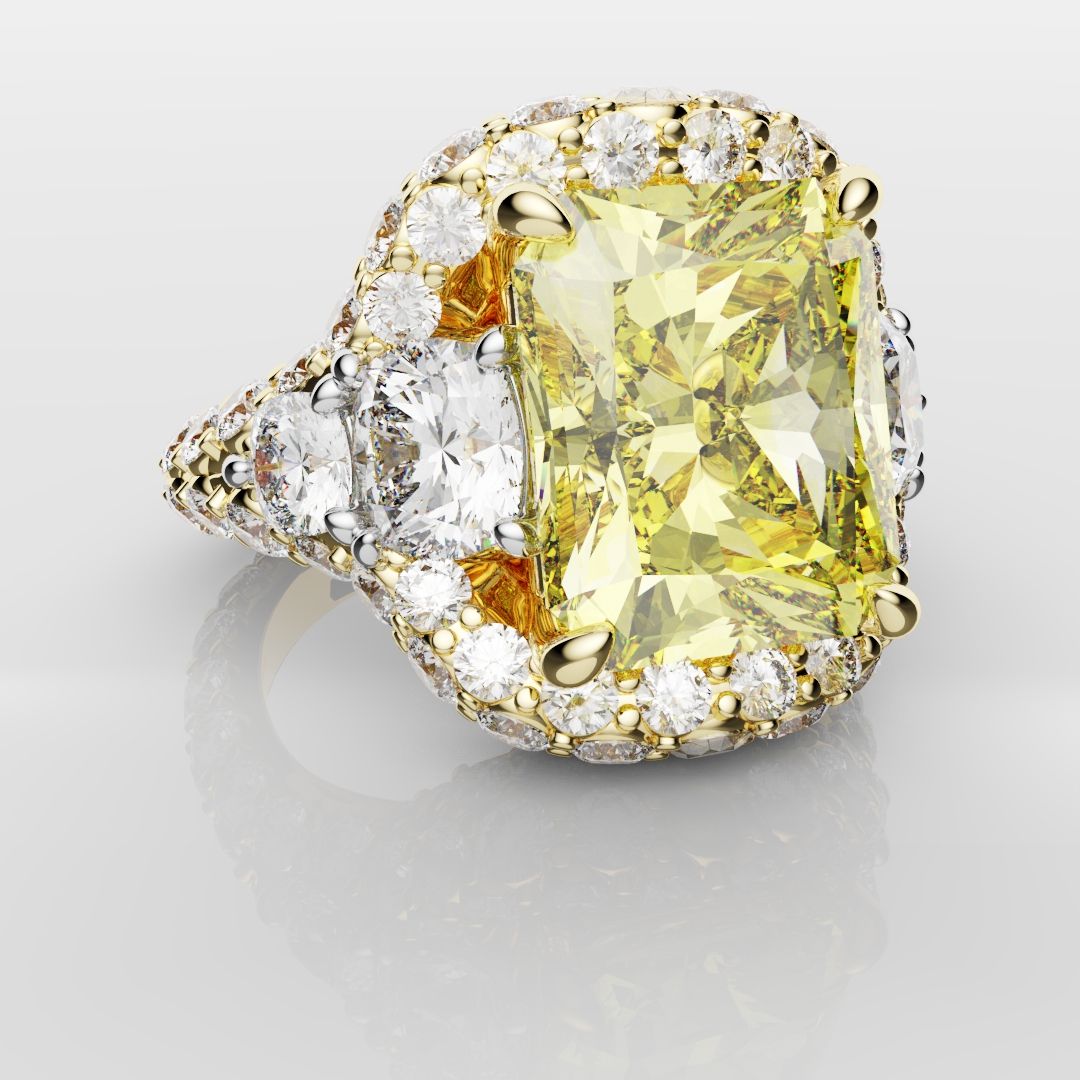 Fancy Intense Yellow Radiant Cut Diamond Ring