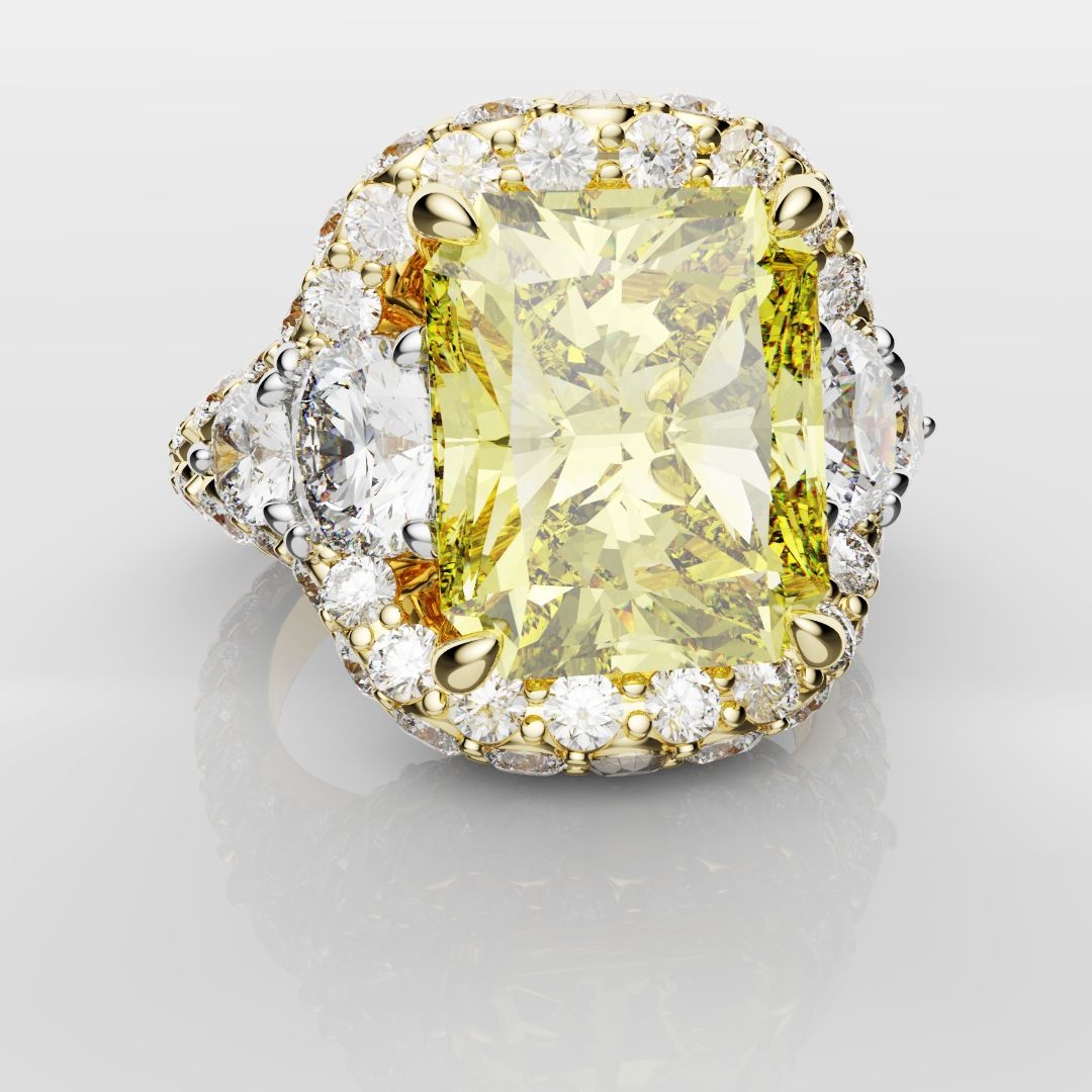Fancy Intense Yellow Radiant Cut Diamond Ring