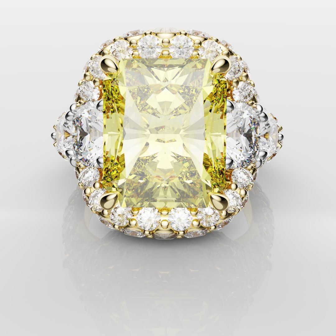 Fancy Intense Yellow Radiant Cut Diamond Ring