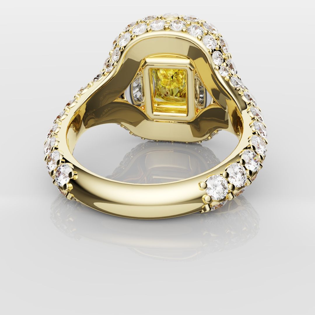 Fancy Intense Yellow Radiant Cut Diamond Ring