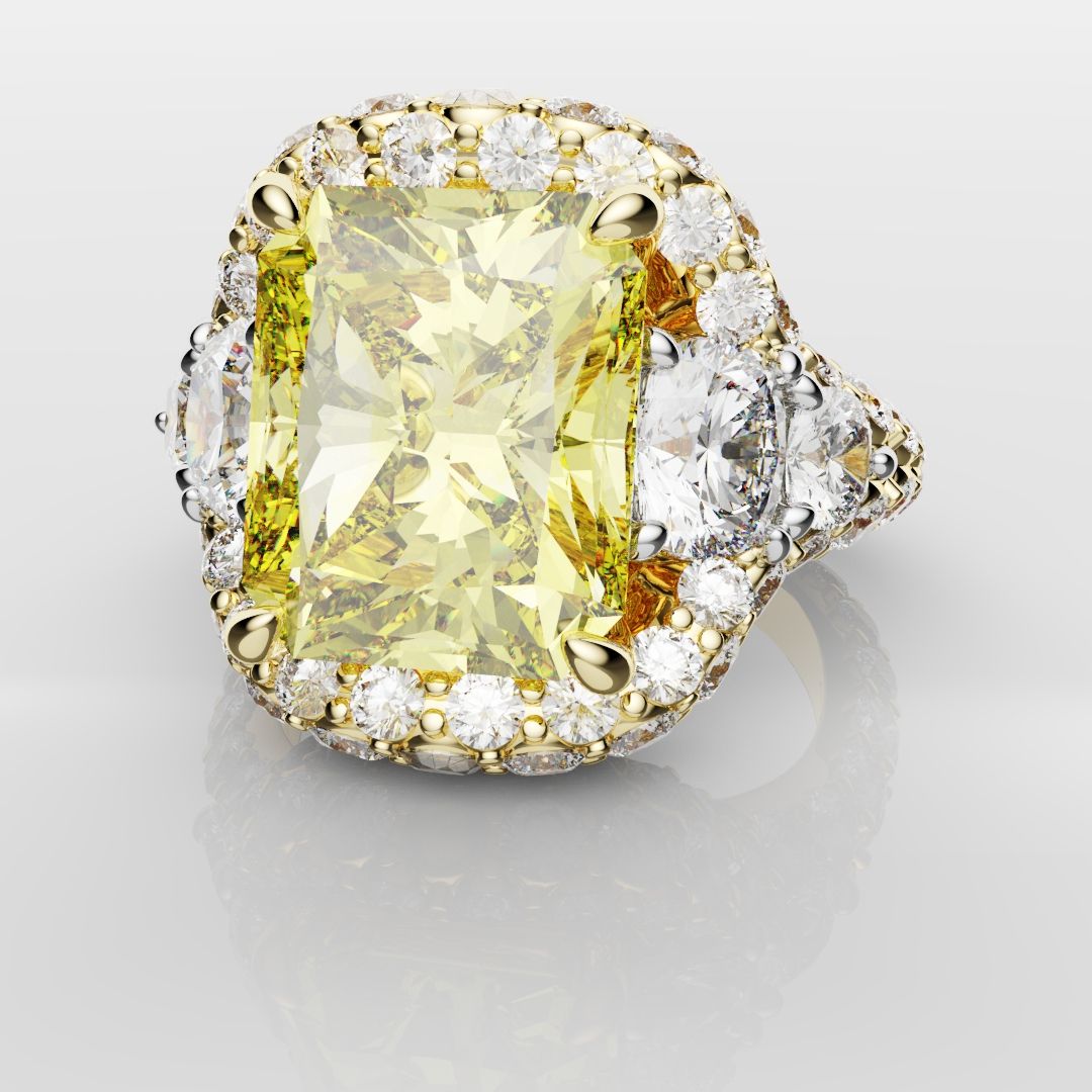 Fancy Intense Yellow Radiant Cut Diamond Ring